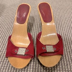 Chanel Candies Wooden Clog Heels
